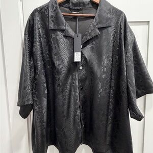Men's Black Snake Print Shirt Jacket